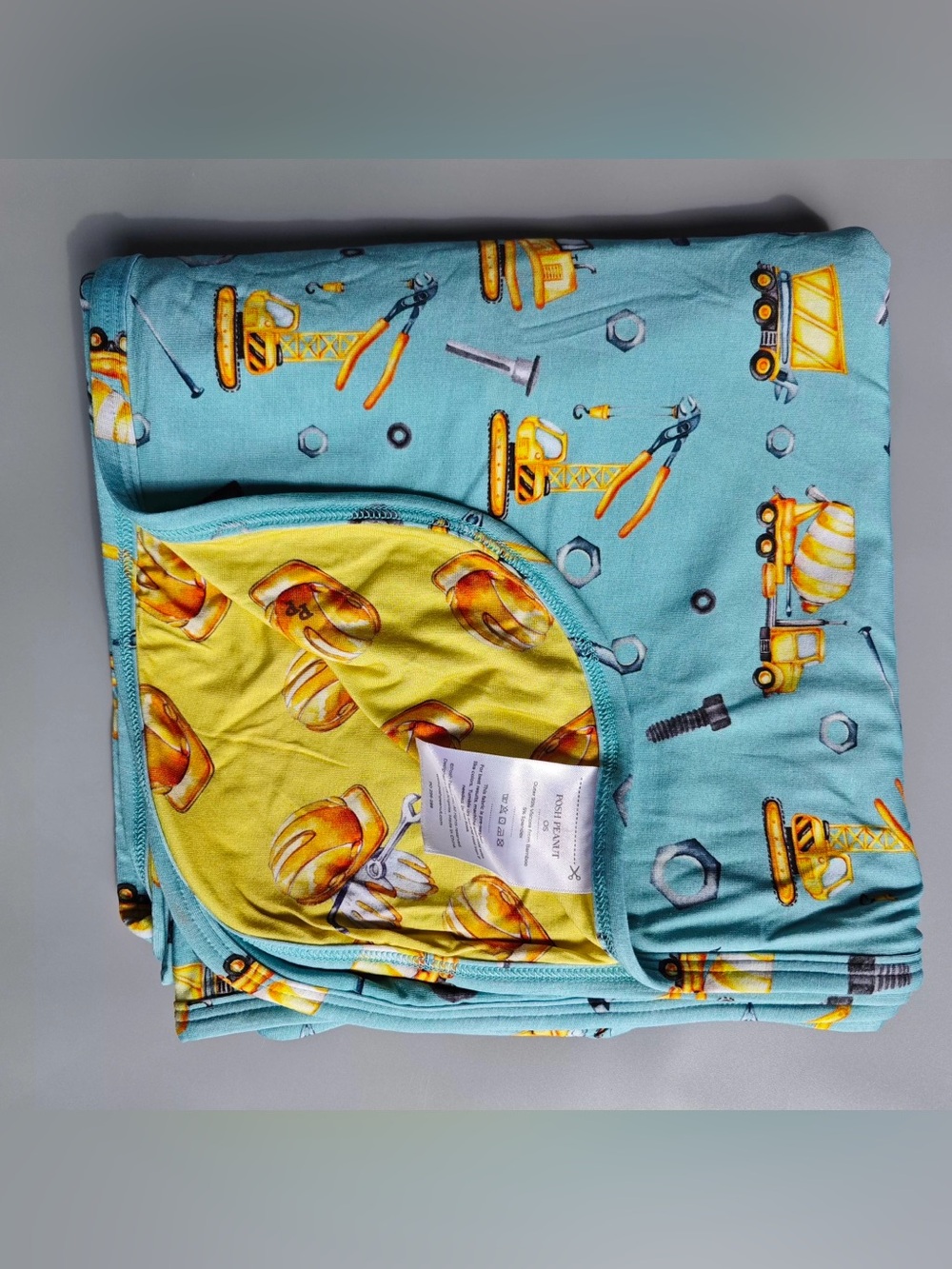 Posh peanut double layers Construction Print bamboo blanket - VGU